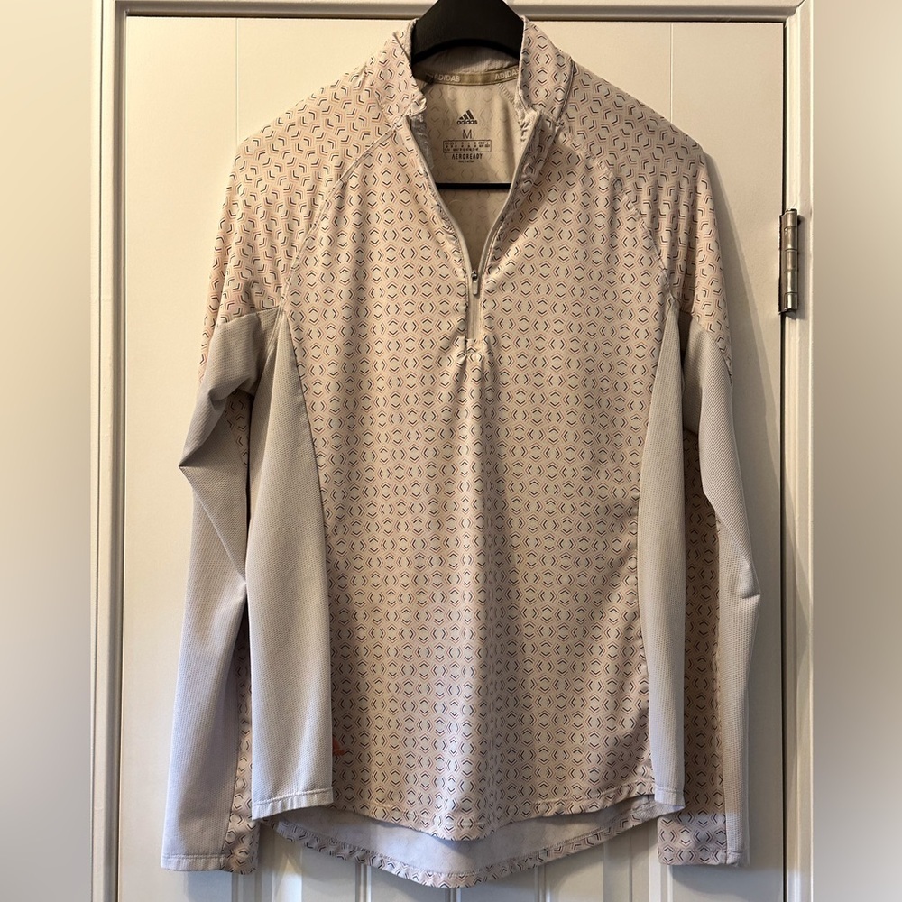EUC Adidas Aeroready UPF Grey and White Half Zip Oullover Size Medium - Picture 3 of 7